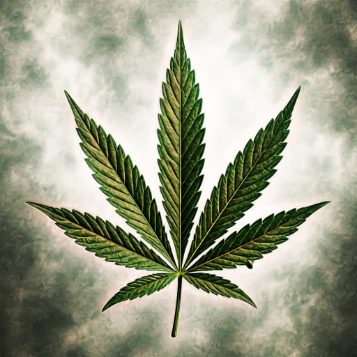 One cannabis leaf transformed using a graphic novel style