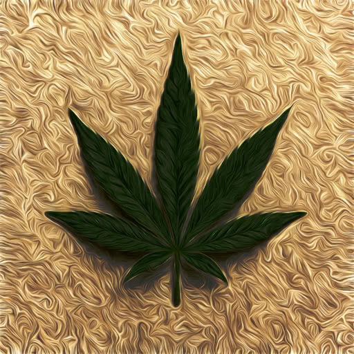 A leaf from a marijuana plant presented in a daubed paint treatment