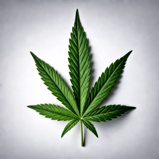 One marijuana leaf presented in a stylized illustration look