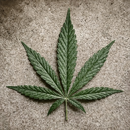 A leaf from a cannabis plant rendered with a boosted graphic style