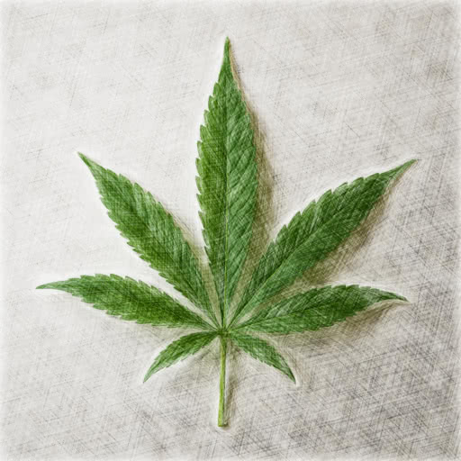 A marijuana leaf rendered with a hand-sketched effect
