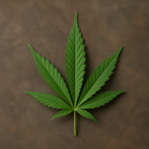 Cannabis leaf presented in a stylized sharp abstract rendering