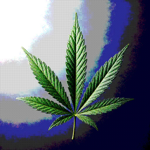 One weed leaf featuring a printed halftone treatment