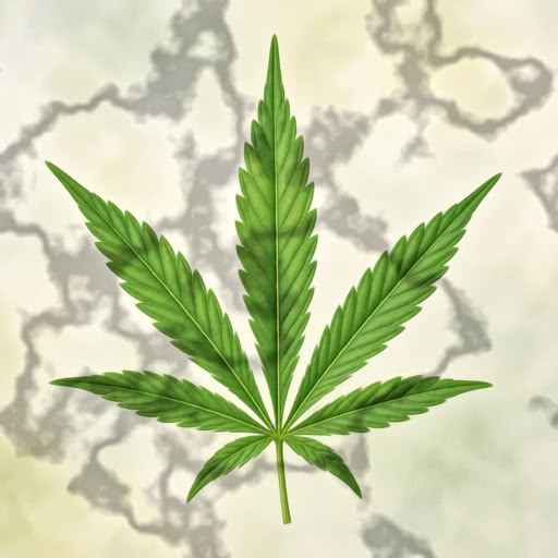 Marijuana leaf with a patchy shadow treatment