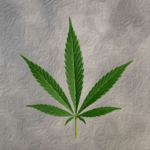 Cannabis leaf with a painterly brush style