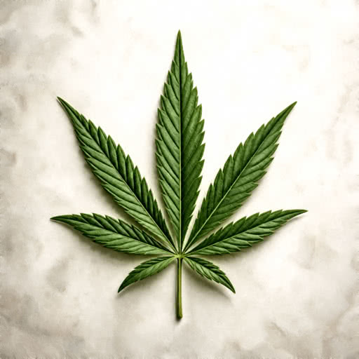 A cannabis leaf rendered with a graphic illustration effect