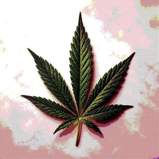 Cannabis leaf shown with a dot-based halftone style