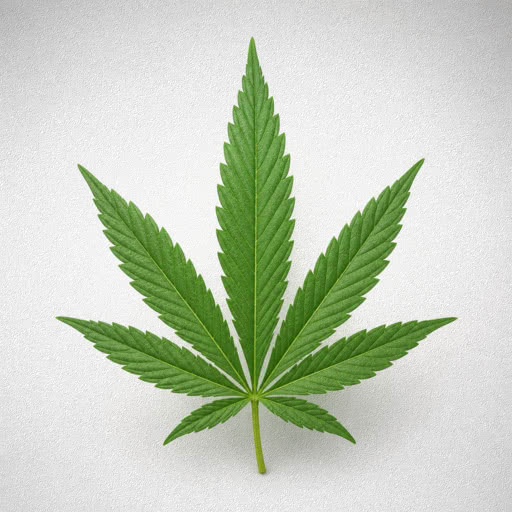 Cannabis leaf rendered with a textured paper treatment