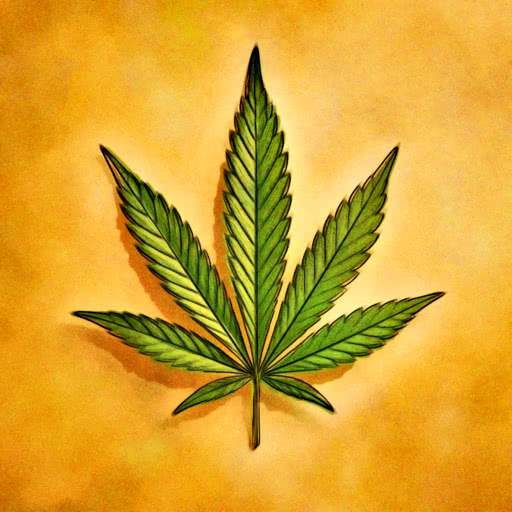 Weed leaf featuring a soft watercolor treatment