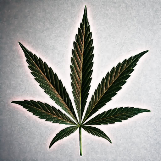 One weed leaf rendered with a stylized graphic novel rendering