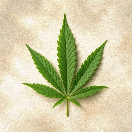 A weed leaf shown with a textured paper treatment