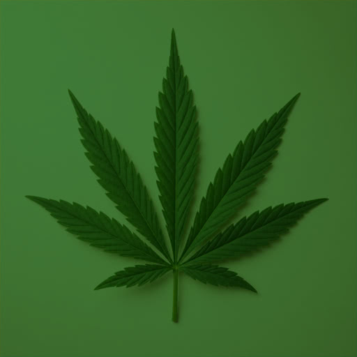 A marijuana leaf rendered with a patterned Bayer rendering