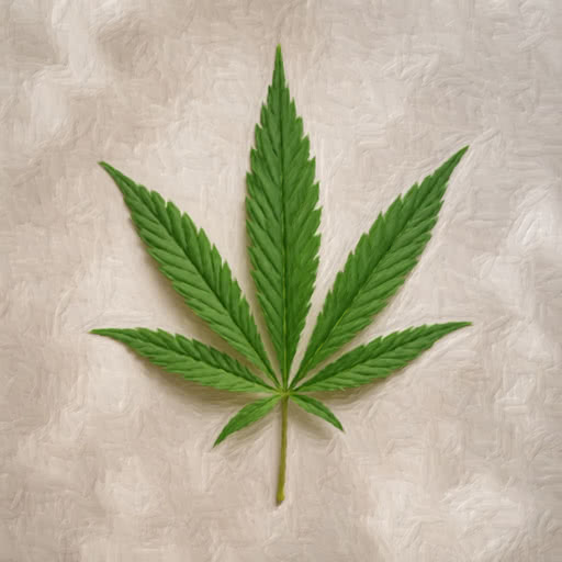 One marijuana leaf presented in a brushed artistic treatment