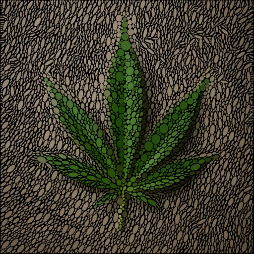 Marijuana leaf featuring a repeated ellipse pattern