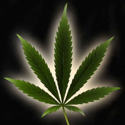 A cannabis leaf presented in an expressive Angoisse effect