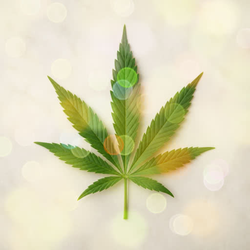A marijuana leaf shown with a stylized bokeh rendering