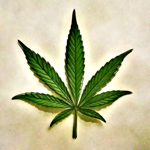 One weed leaf transformed using a soft watercolor treatment