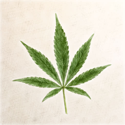 A cannabis leaf shown with a hand-sketched effect