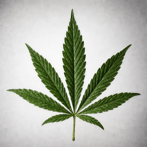 A marijuana leaf shown with a bold graphic rendering