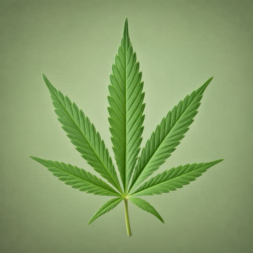 A marijuana leaf with a bright bloom rendering