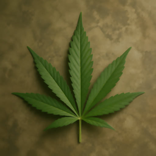 A leaf from a marijuana plant shown with a crisp abstract treatment