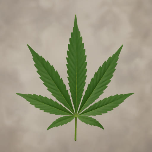 A marijuana leaf featuring a crisp abstract treatment