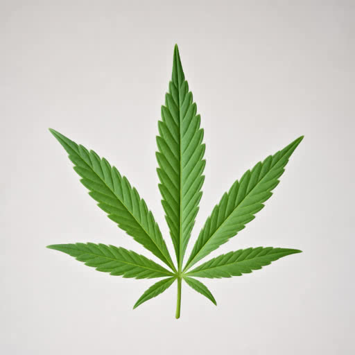 A marijuana leaf transformed using a highlight bloom effect