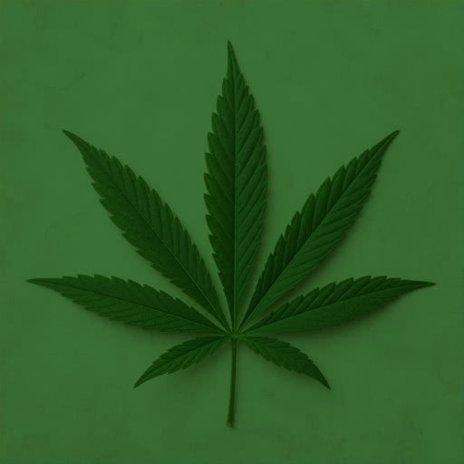 A marijuana leaf shown with a Bayer-style pixel pattern