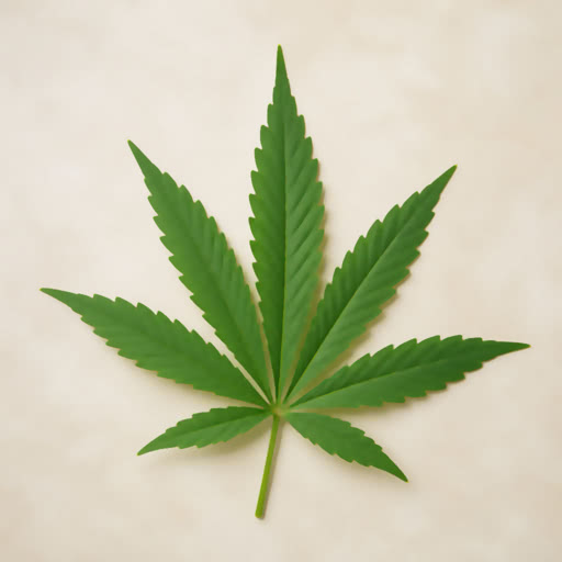 A leaf from a cannabis plant featuring a crisp abstract treatment