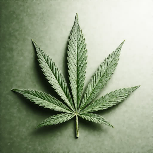One cannabis leaf transformed using an intensified graphic treatment