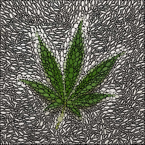 Cannabis leaf with an ellipse packing effect
