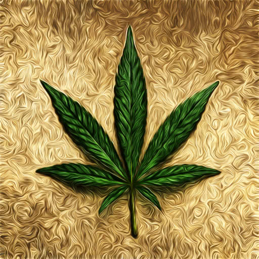 One marijuana leaf transformed using a paint daub effect