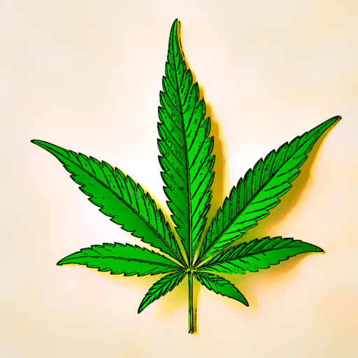 A leaf from a marijuana plant featuring a comic illustration effect