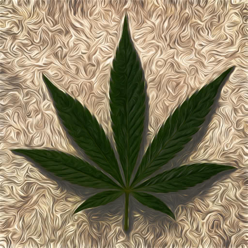 Cannabis leaf featuring a daubed paint treatment