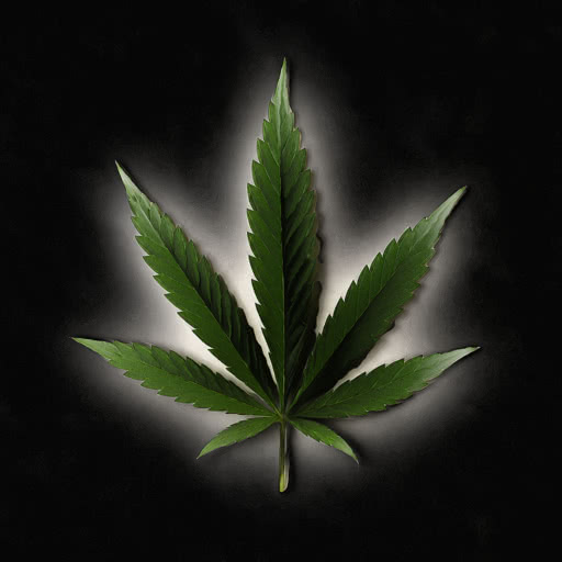A weed leaf rendered with a distressed Angoisse-inspired rendering