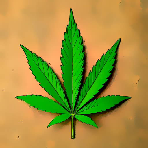 A marijuana leaf featuring a stylized comic book treatment