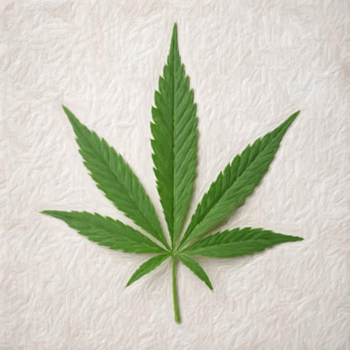 One cannabis leaf with a stylized brushed rendering