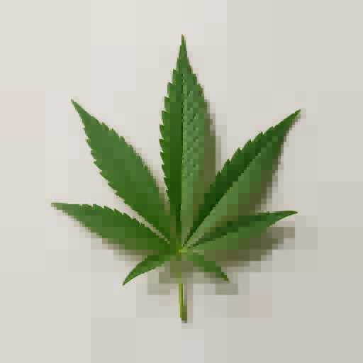 One marijuana leaf featuring a geometric quadtree treatment