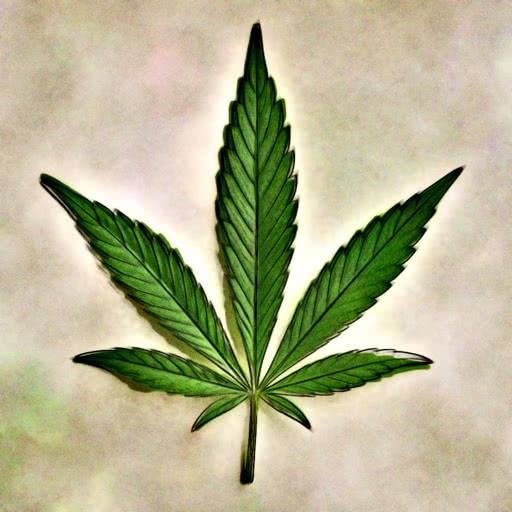 A cannabis leaf shown with a soft watercolor treatment