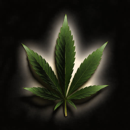 One marijuana leaf rendered with an expressive Angoisse effect