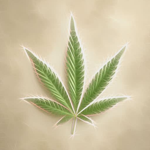 A leaf from a cannabis plant rendered with a Rodilius artistic effect