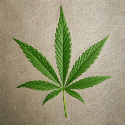 One cannabis leaf with a painterly brush style