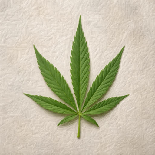 Marijuana leaf presented in a stylized brushed rendering