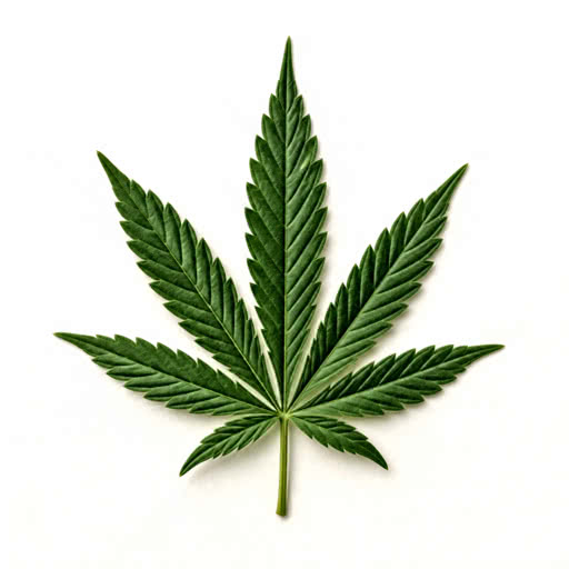 One cannabis leaf transformed using an illustration-style treatment