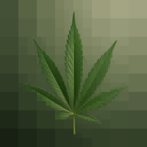 A cannabis leaf presented in a quadtree geometric effect