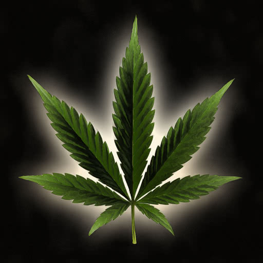 One cannabis leaf presented in an expressive Angoisse effect