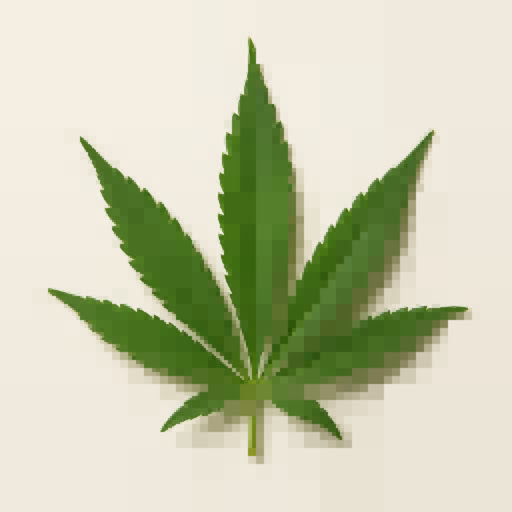 Marijuana leaf rendered with a geometric quadtree treatment