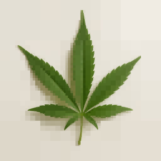 One marijuana leaf rendered with a quadtree geometric effect