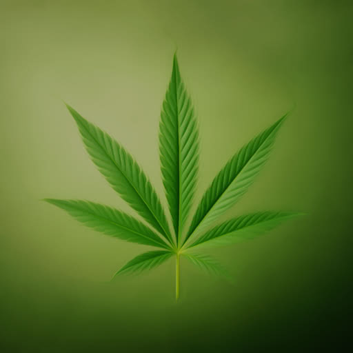 One cannabis leaf presented in a dream smoothing effect