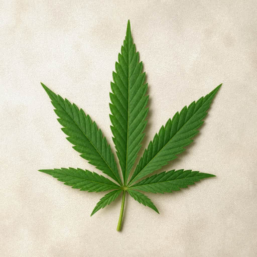 Cannabis leaf rendered with a paper-like surface effect